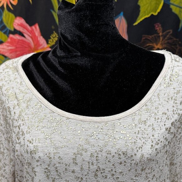 Tunic Shirt with Side Ruching/Back Keyhole, Abstract Sparkles, Heathered Oatmeal - Picture 8 of 15